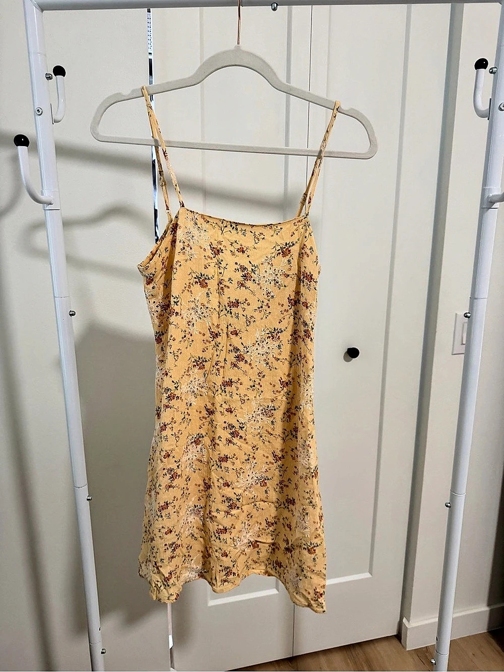 American Eagle AE Floral Tie-Back Mini Dress Yellow